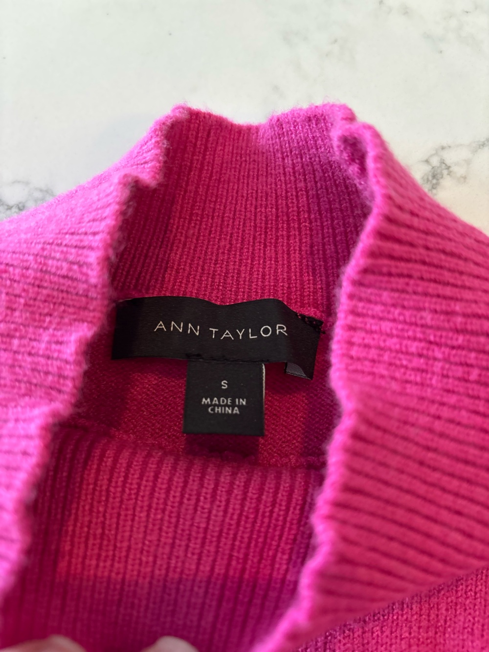 Ann Taylor Magenta Puff Sleeve Turtleneck Sweater - Picture 3 of 4